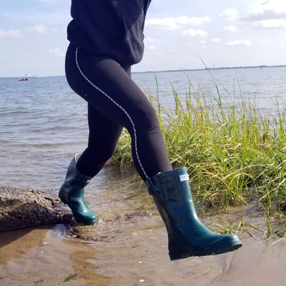 Women's Rainboots, MidCalf Rain Boots, RB-1602, Forest Green - Picture 2 of 4